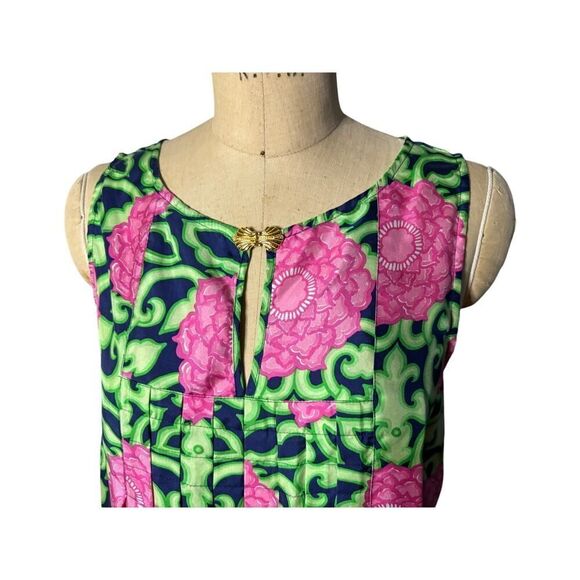 Lily Pulitzer Silk Floral Tank Top w/ Side Zip Size 12 EUC - Picture 4 of 5